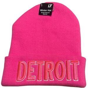Detroit HOT pink beanie NWT fresh look winter wear